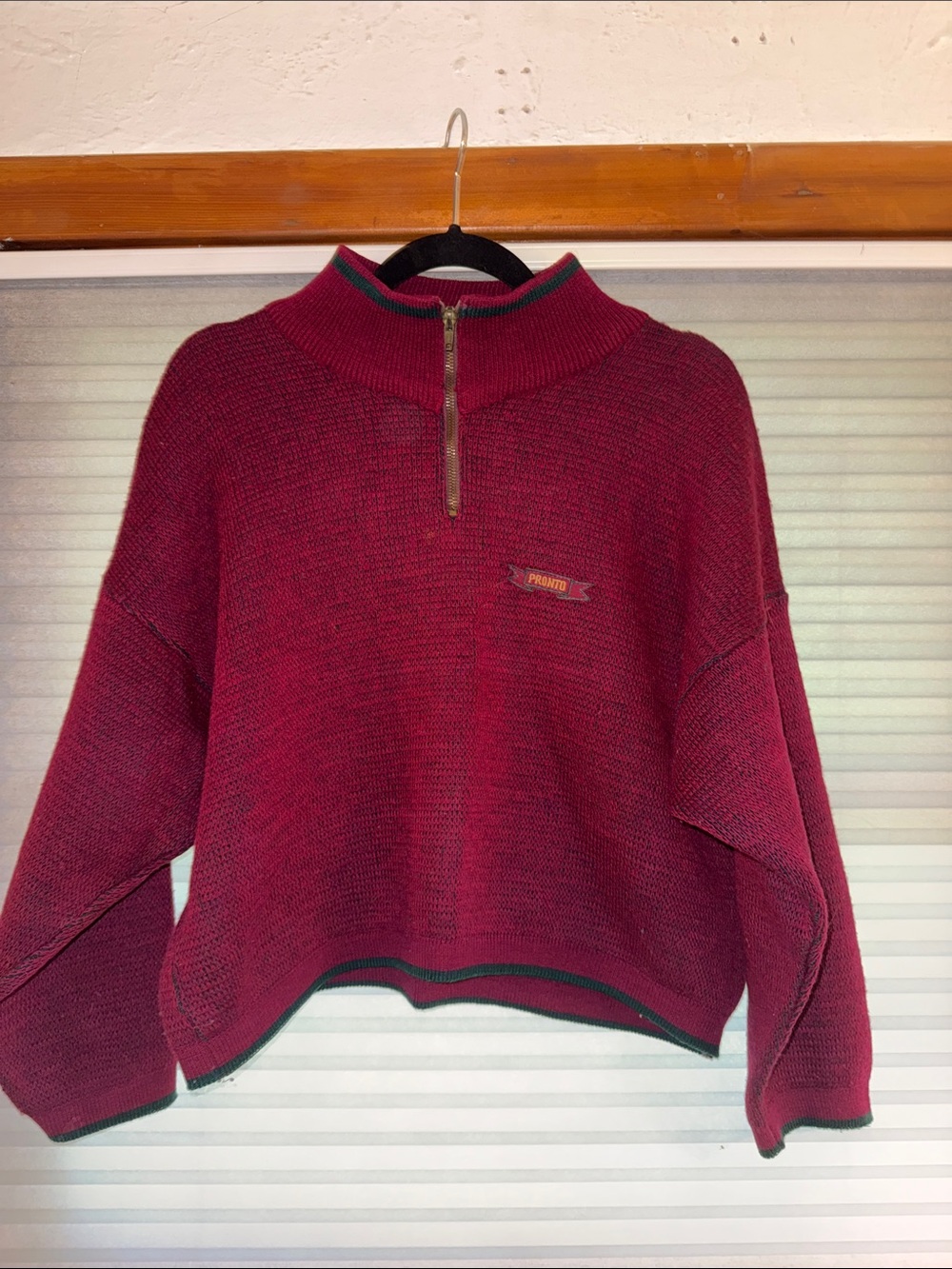 Half-Zip Funnel Neck Sweater - Burgundy